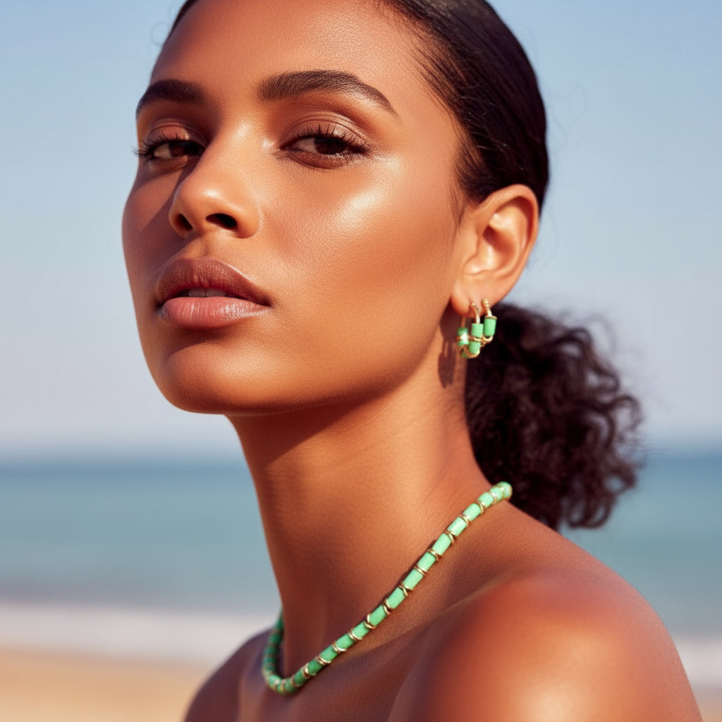 MANU HAWAII CENTER RONDELLE HOOP EARRINGS - Carol & Co Jewelry