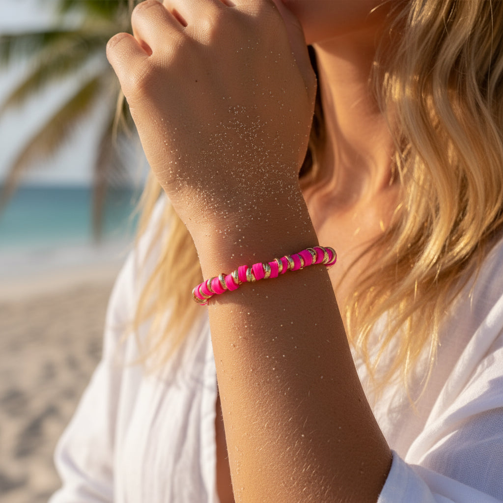 MANU HAWAII THICK RONDELLE ELASTIC BRACELET - Carol & Co Jewelry