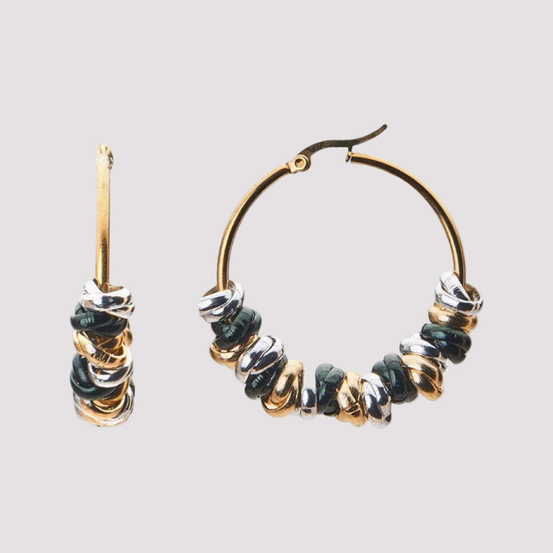 MANU TRICOLOR RONDELLE EARRINGS - LARGE - Carol & Co Jewelry