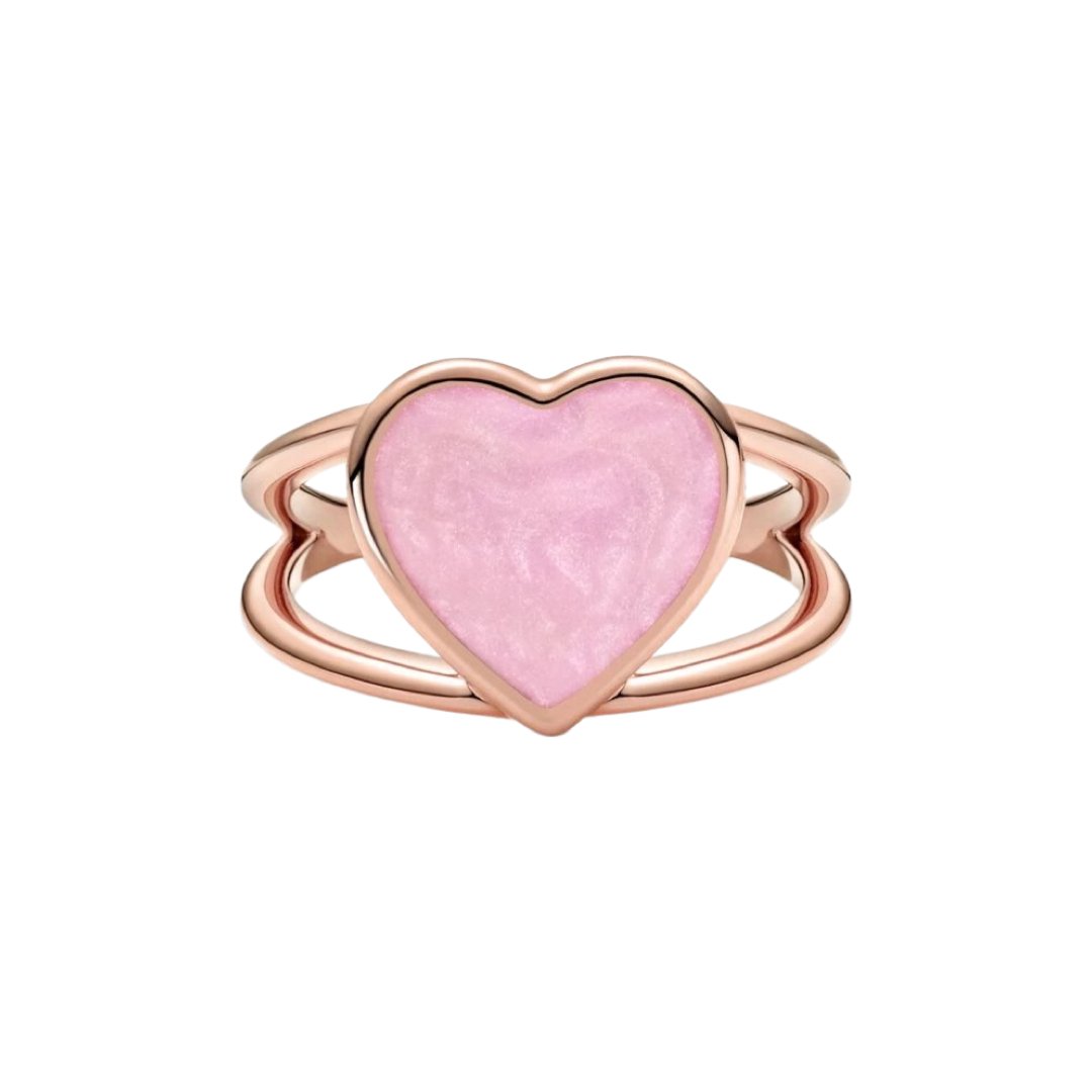 PINK ENAMEL HEART RING - Carol & Co Jewelry