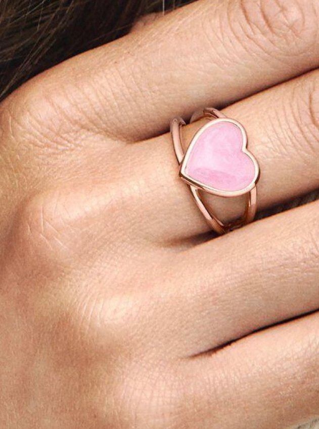 PINK ENAMEL HEART RING - Carol & Co Jewelry
