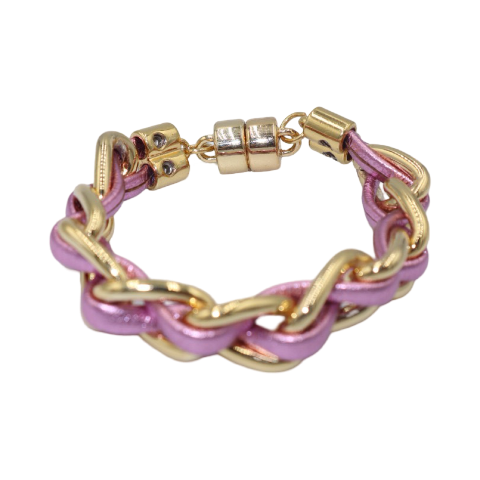 EMILIA KIPPER BRASS AND LEATHER THIN BRAIDED BRACELET