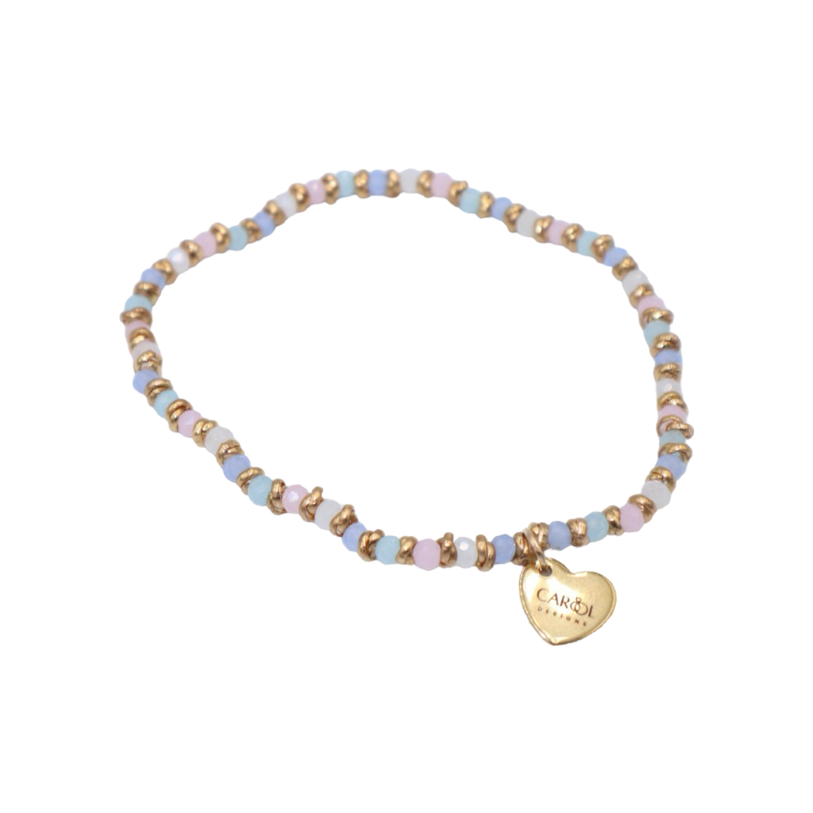SOPHIE CRYSTAL BEADS AND ALUMINUM WASHERS ELASTIC BRACELET