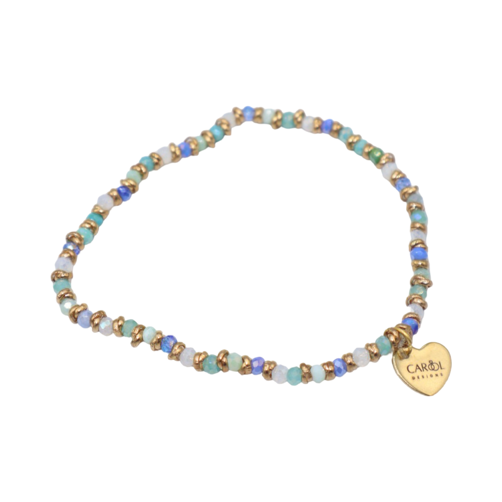 SOPHIE CRYSTAL BEADS AND ALUMINUM WASHERS ELASTIC BRACELET