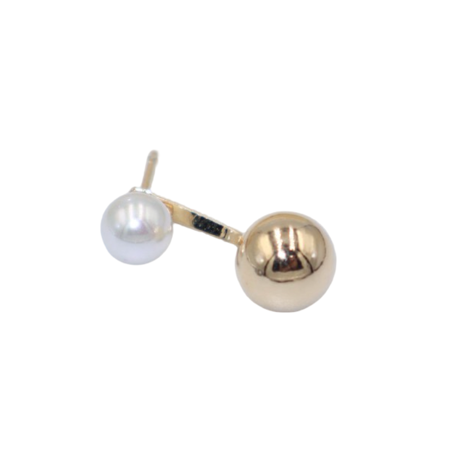 MADRE PERLA PEARL AND GOLD BALL STUD EARRINGS