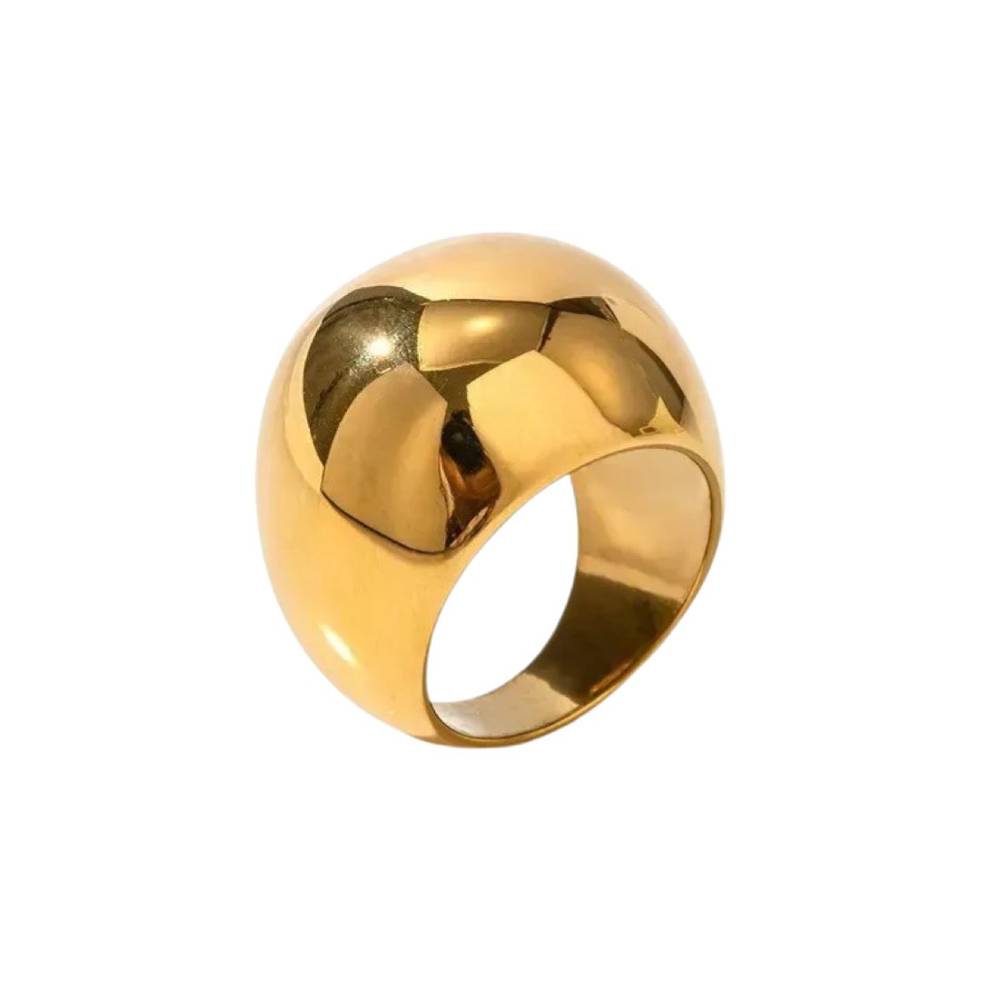POPPY TITANIUM STEEL LARGE BALL RING - Carol & Co Jewelry
