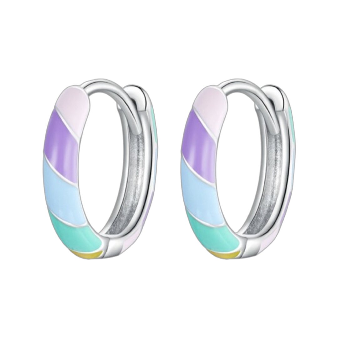 RAINBOW COTTON CANDY HOOP EARRING - Carol & Co Jewelry