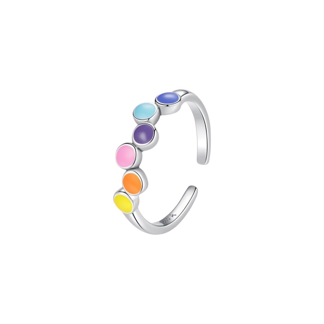 RAINBOW ENAMEL BALLS ADJUSTABLE RING - Carol & Co Jewelry