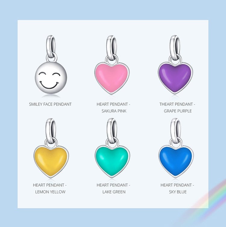 RAINBOW HAPPY FACES & HEARTS CHARMS BRACELET - Carol & Co Jewelry