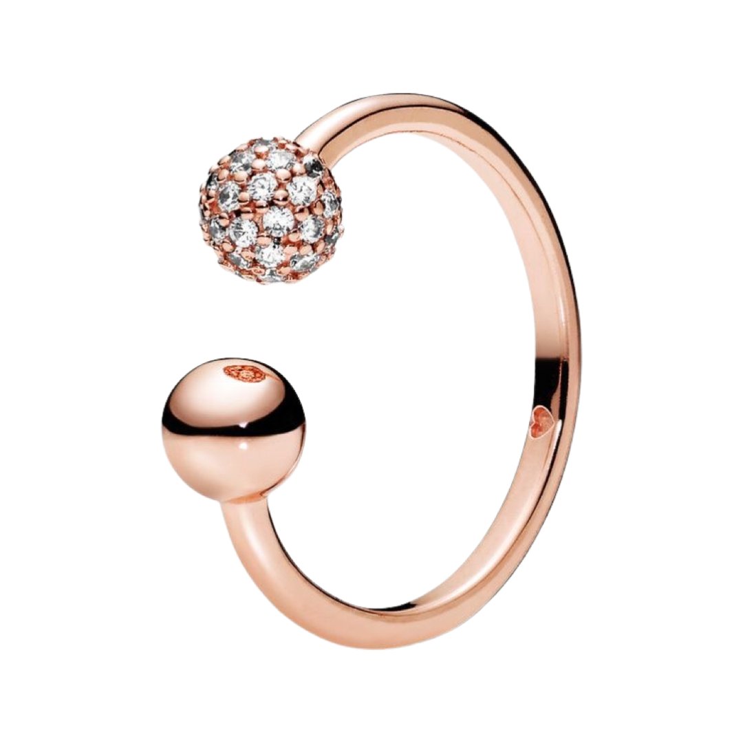 ROSE GOLD BALLS OPEN RING - Carol & Co Jewelry