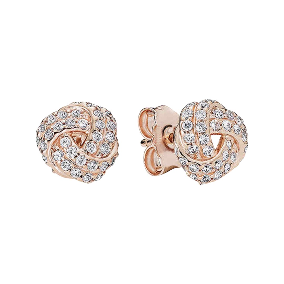 ROSE GOLD SILVER 925 KNOT ZIRCONIA STUD EARRINGS - Carol & Co Jewelry