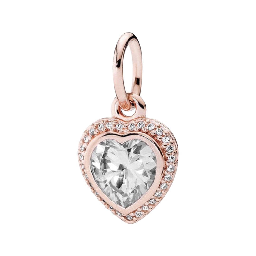ROSE GOLD SILVER 925 SPARKLING HEART PENDANT - Carol & Co Jewelry