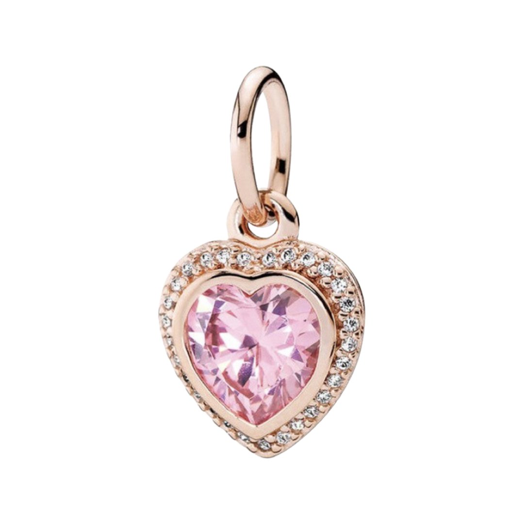 ROSE GOLD SILVER 925 SPARKLING HEART PENDANT - Carol & Co Jewelry