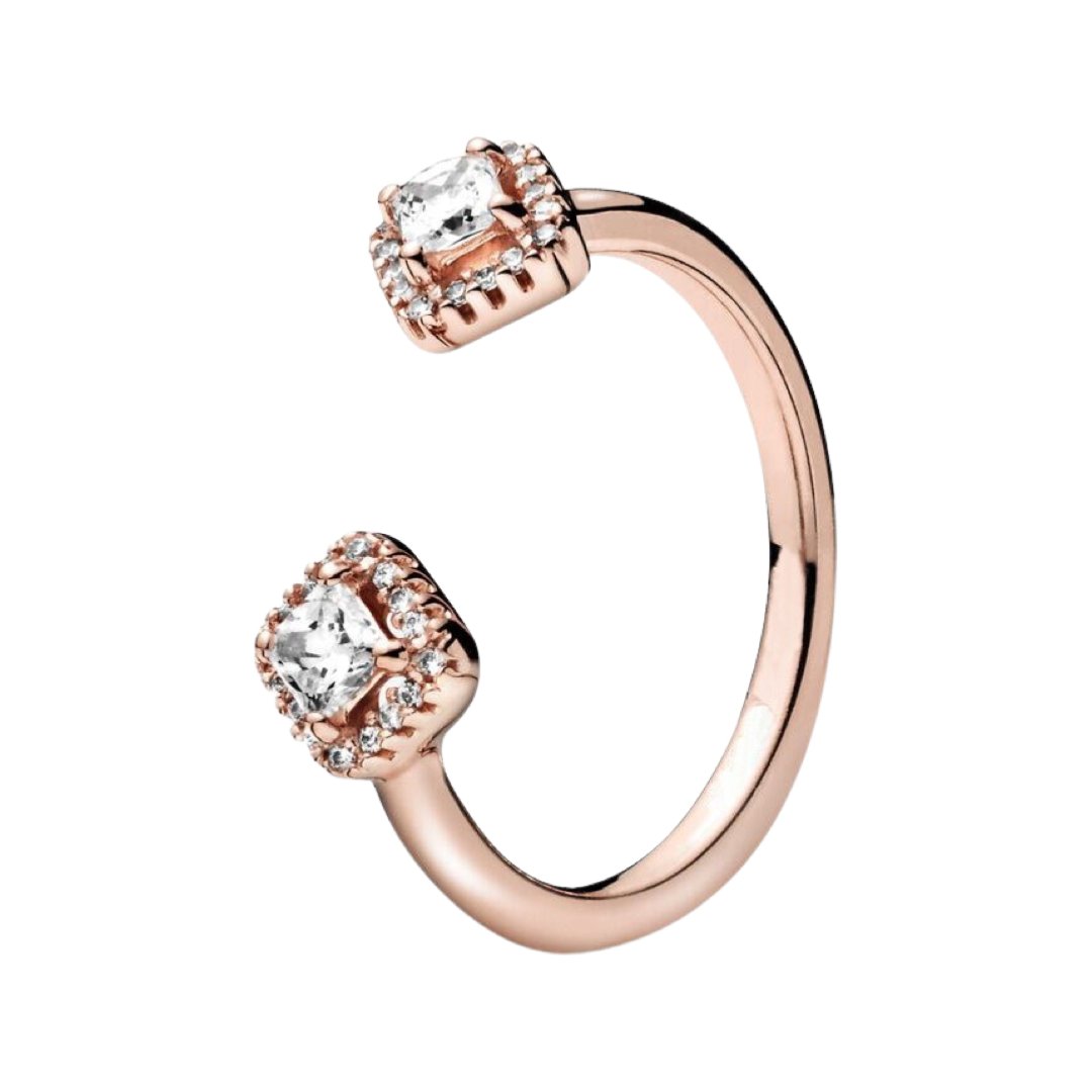 ROSE GOLD SQUARED OPEN RING - Carol & Co Jewelry