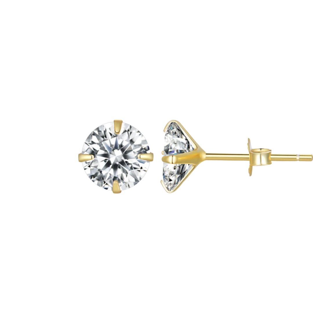 ROUND ZIRCONIA STUD EARRING - Carol & Co Jewelry