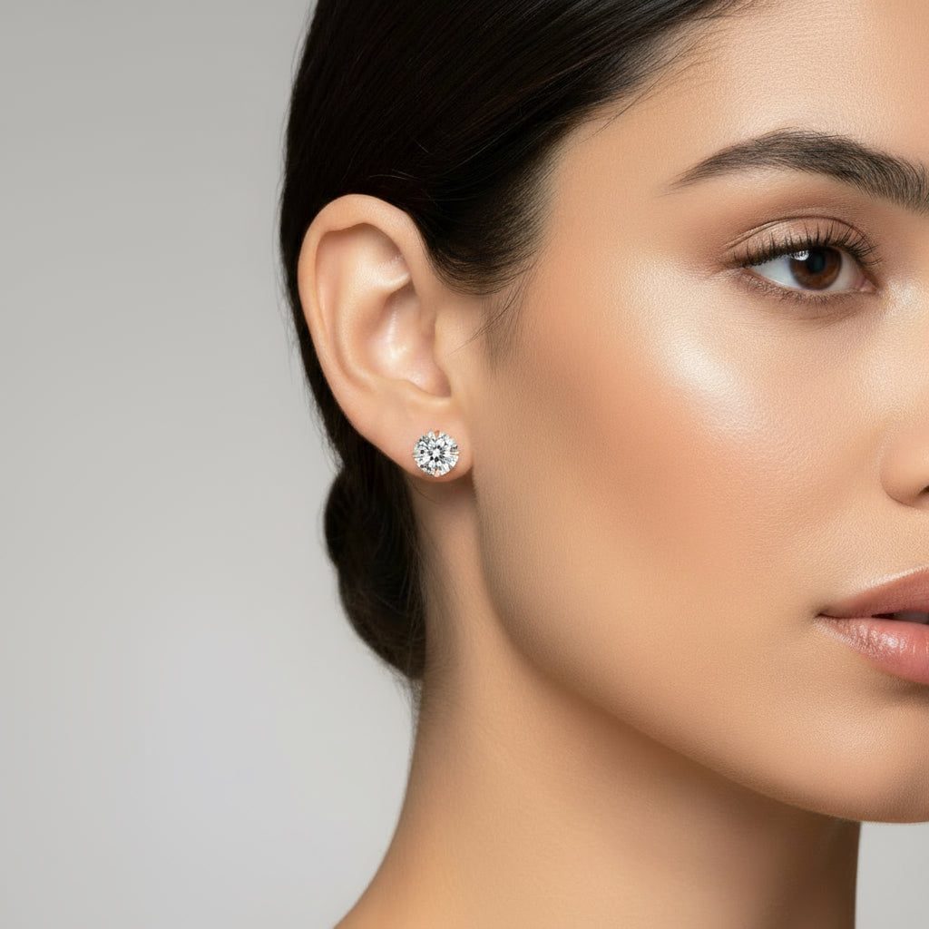 ROUND ZIRCONIA STUD EARRING - Carol & Co Jewelry