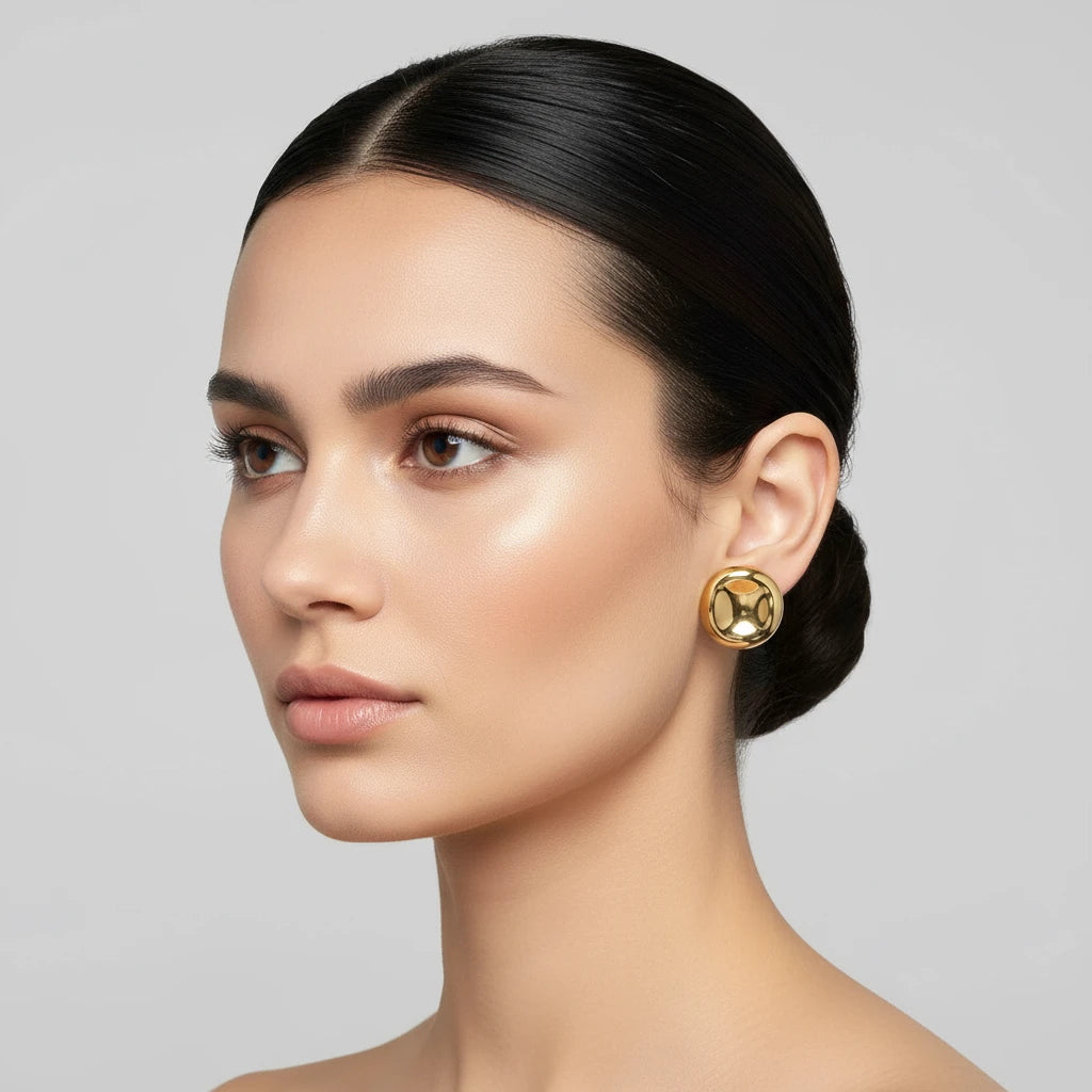 SADIE STAINLESS STEEL IRREGULAR ROUND LARGE STUD EARRINGS - Carol & Co Jewelry