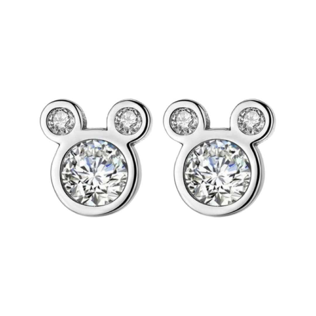 SILVER 925 MOUSE ZIRCONIA STUD EARRINGS - Carol & Co Jewelry