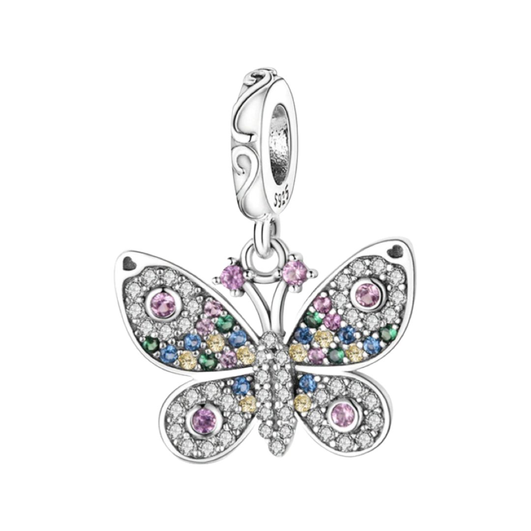SILVER 925 MULTICOLORED BUTTERFLY PENDANT - Carol & Co Jewelry