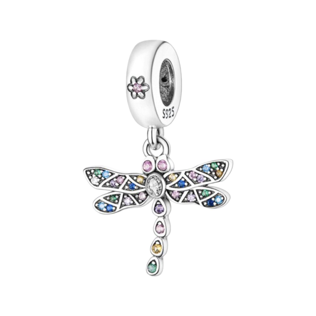 SILVER 925 MULTICOLORED DRAGONFLY PENDANT - Carol & Co Jewelry