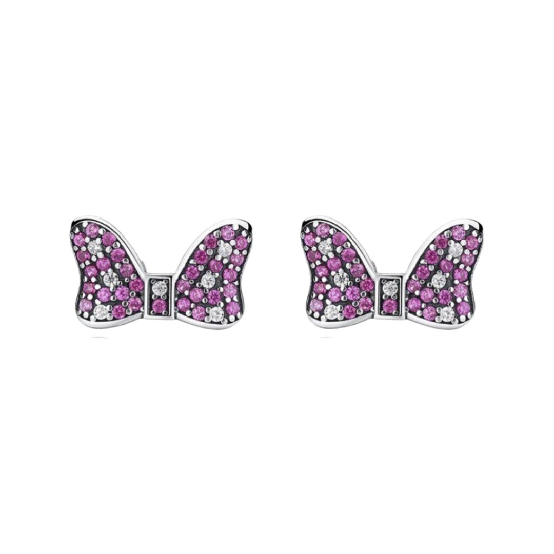 SILVER 925 PINK ZIRCONIA BOW STUD EARRINGS - Carol & Co Jewelry