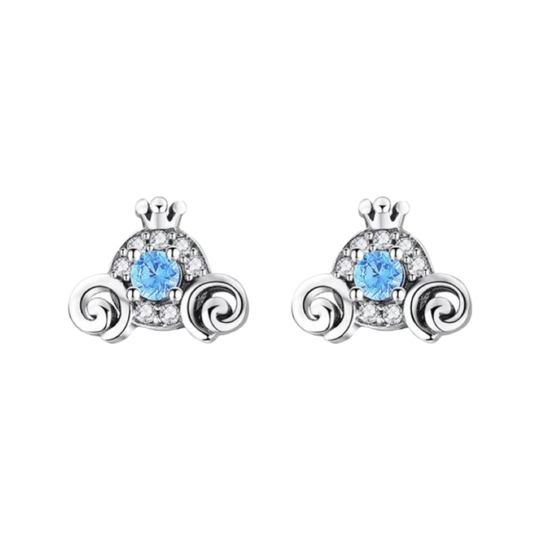 SILVER 925 PRINCESS CARRIAGE ZIRCONIA STUD EARRINGS - Carol & Co Jewelry