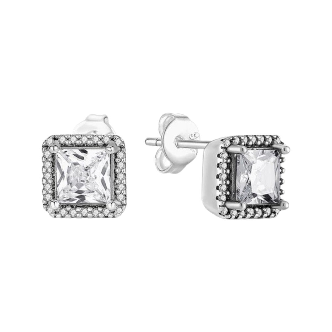 SILVER 925 SQUARED ZIRCONIA STUD EARRING - Carol & Co Jewelry