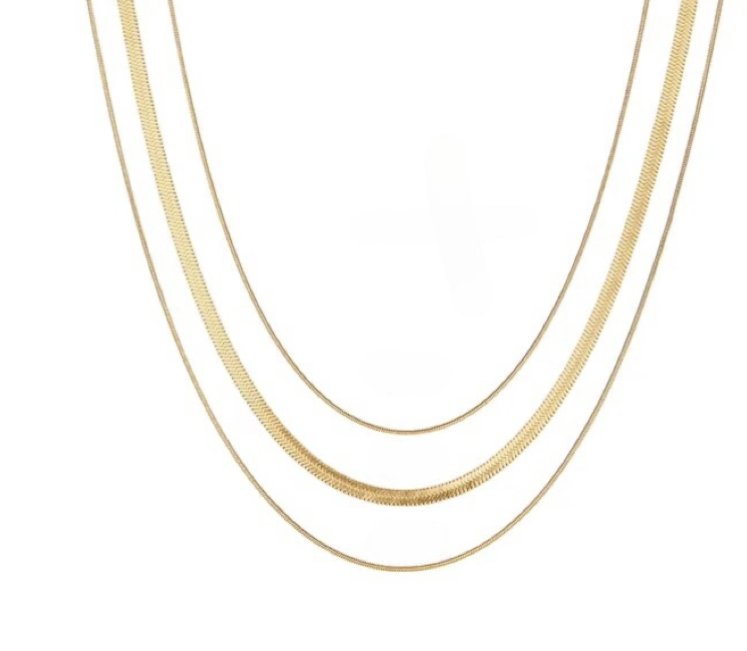 SOPHIE STAINLESS STEEL TRIPLE LAYERED NECKLACE - Carol & Co Jewelry