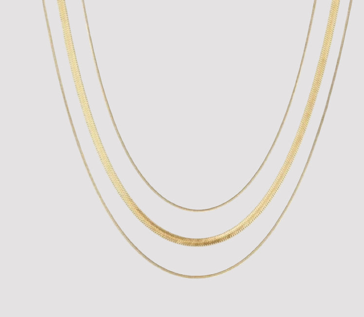 SOPHIE STAINLESS STEEL TRIPLE LAYERED NECKLACE - Carol & Co Jewelry