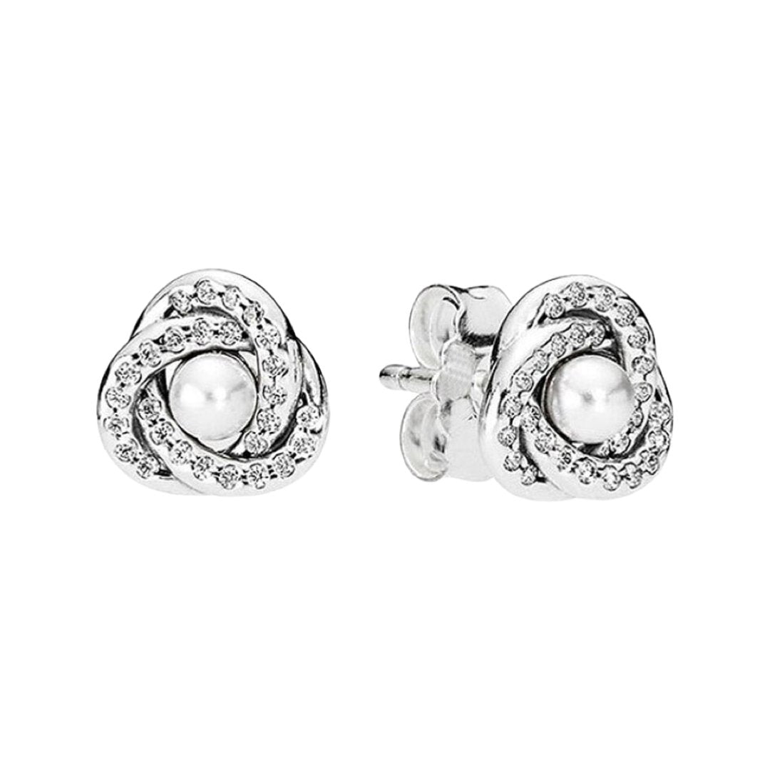 SPARKLING ENTANGLED HOOPS EARRING WITH PEARL - Carol & Co Jewelry