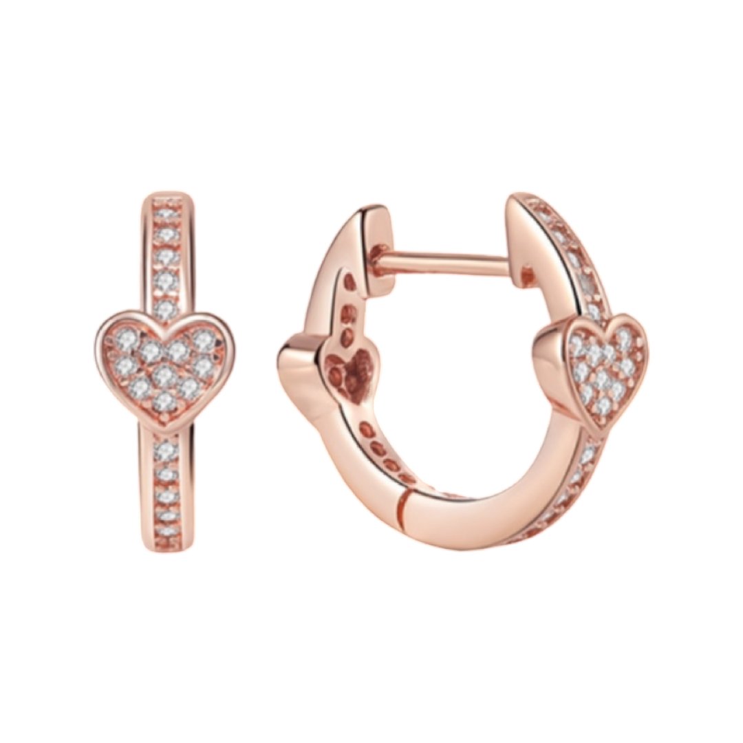 SPARKLING HEART HOOP EARRING - Carol & Co Jewelry