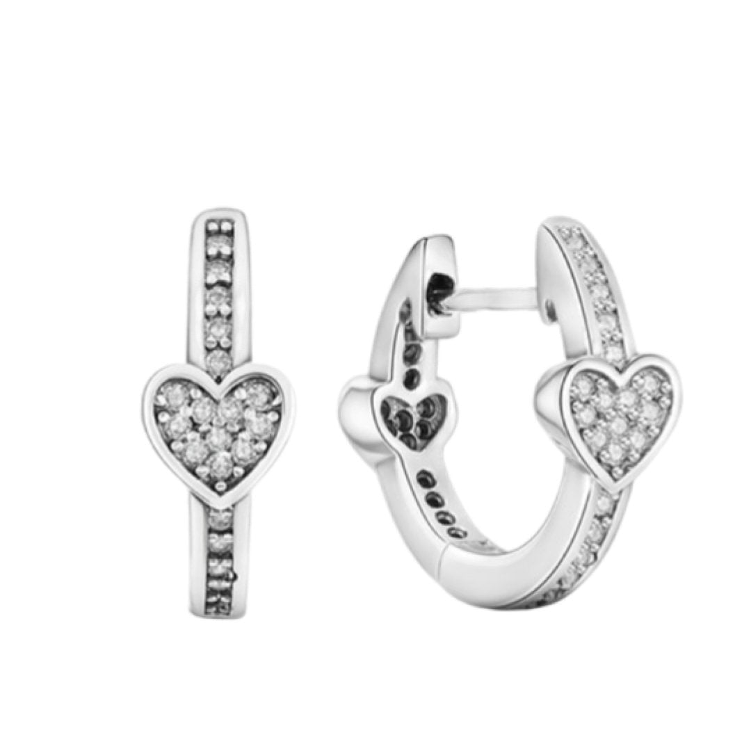 SPARKLING HEART HOOP EARRING - Carol & Co Jewelry