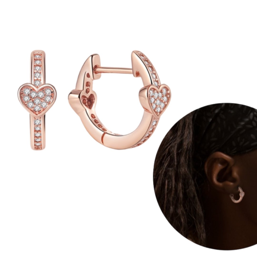 SPARKLING HEART HOOP EARRING - Carol & Co Jewelry