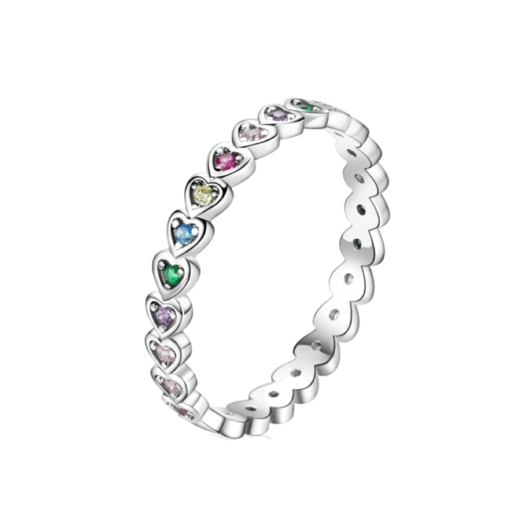 SPARKLING RAINBOW HEARTS RING - Carol & Co Jewelry