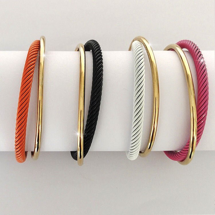 STAINLESS STEEL COLORED DUAL CUFF - Carol & Co Jewelry