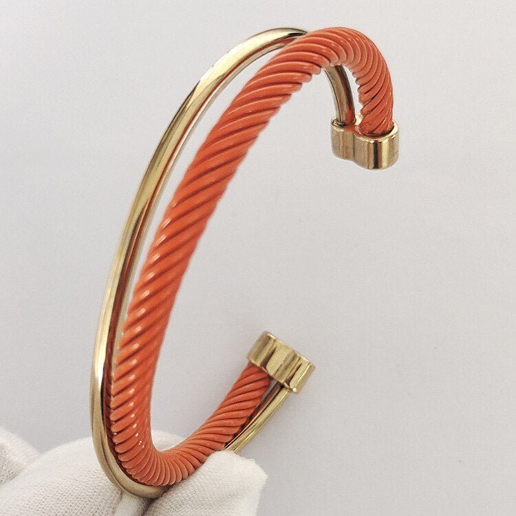 STAINLESS STEEL COLORED DUAL CUFF - Carol & Co Jewelry
