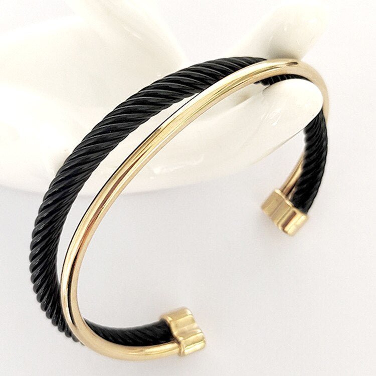 STAINLESS STEEL COLORED DUAL CUFF - Carol & Co Jewelry