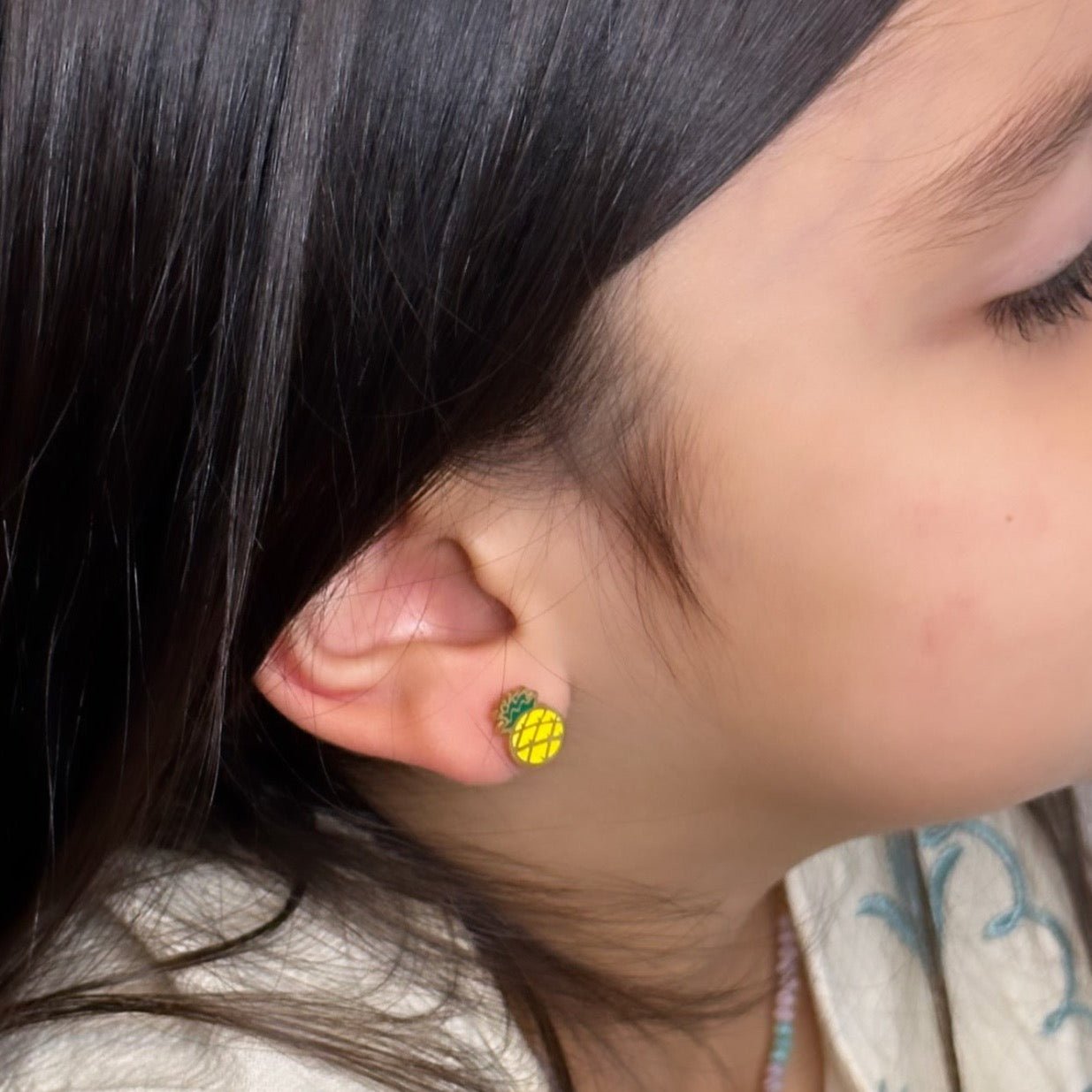 STAINLESS STEEL COLORED PINEAPPLE EARRINGS FOR GIRLS - Carol & Co Jewelry