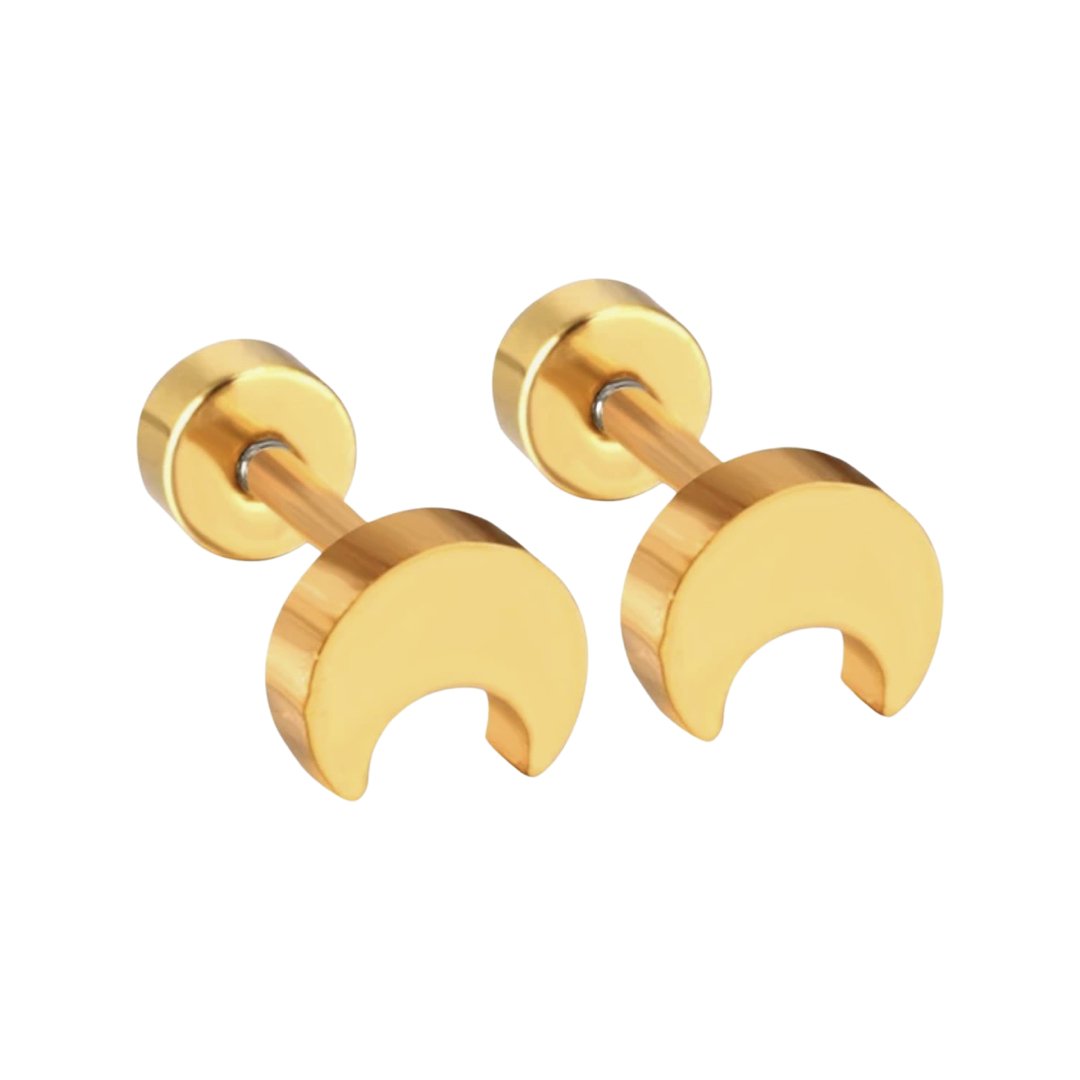 STAINLESS STEEL MINI HALF-MOON EARRINGS FOR GIRLS - Carol & Co Jewelry