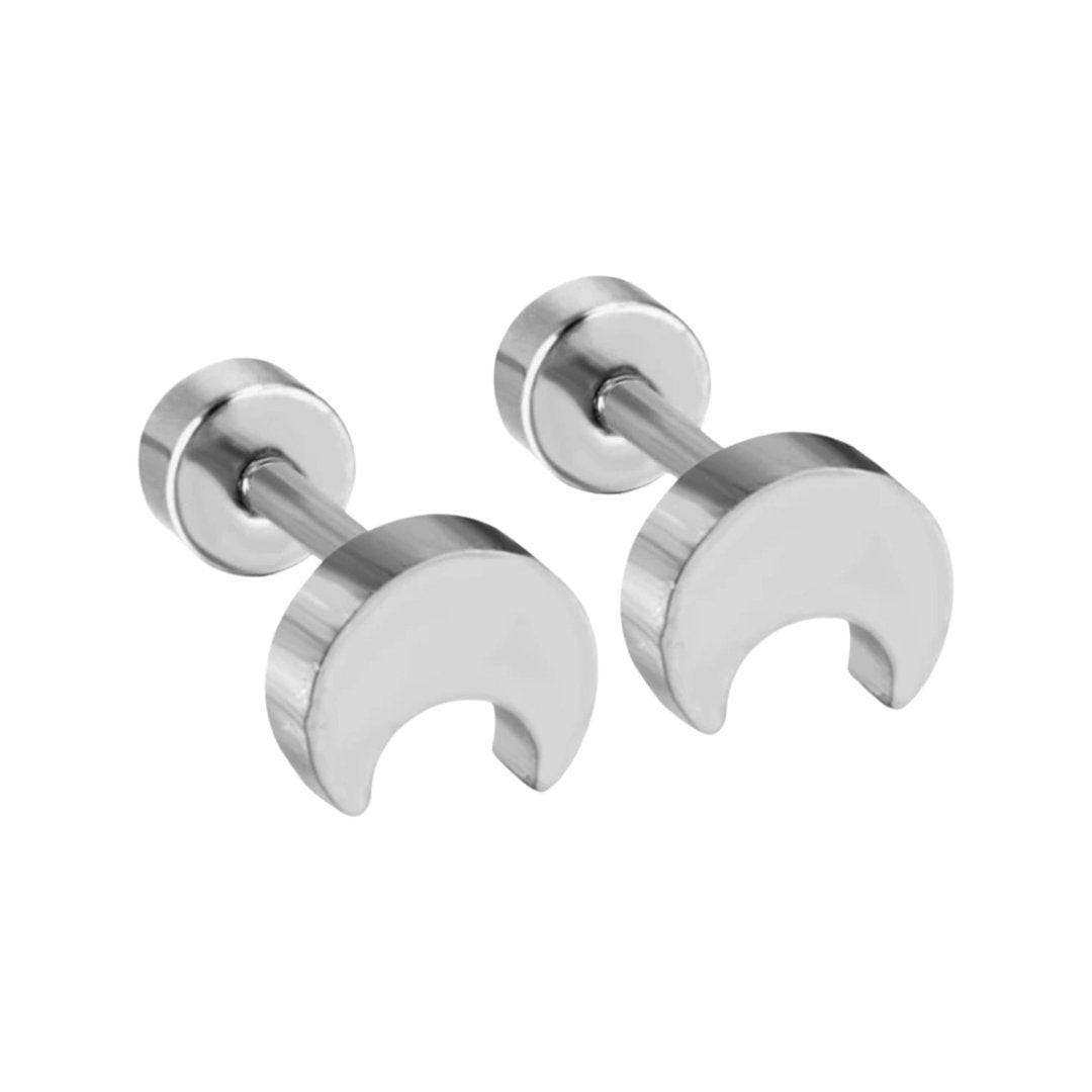 STAINLESS STEEL MINI HALF-MOON EARRINGS FOR GIRLS - Carol & Co Jewelry