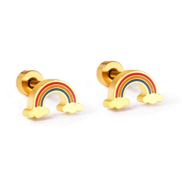 STAINLESS STEEL RAINBOW EARRINGS FOR GIRLS - Carol & Co Jewelry