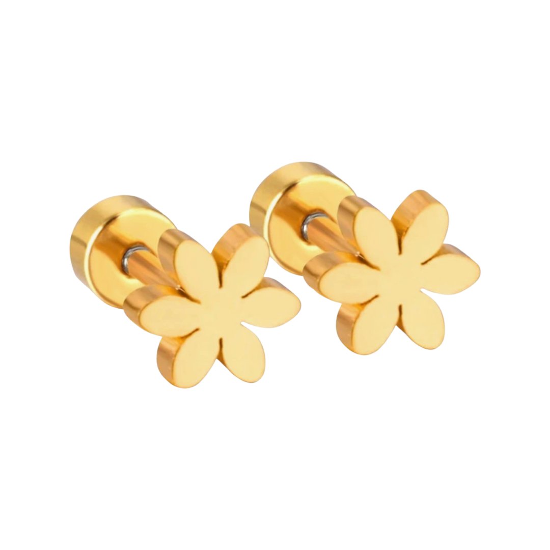 STAINLESS STEEL SIX PETALS FLOWER EARRINGS FOR GIRLS - Carol & Co Jewelry
