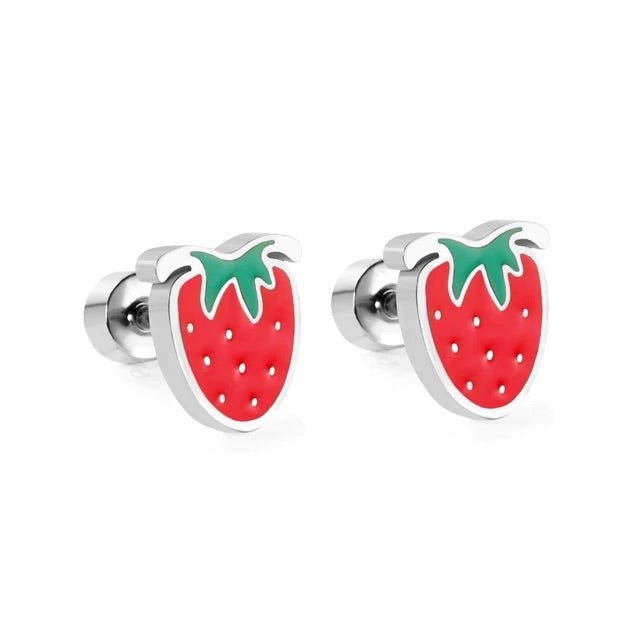 STAINLESS STEEL STRAWBERRY EARRINGS FOR GIRLS - Carol & Co Jewelry