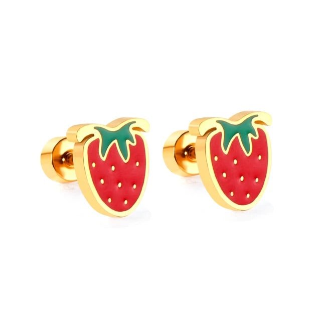 STAINLESS STEEL STRAWBERRY EARRINGS FOR GIRLS - Carol & Co Jewelry
