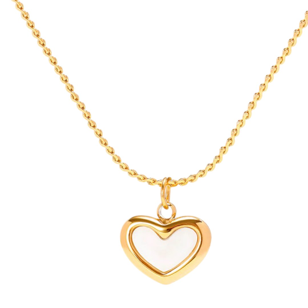 STAINLESS STEEL WHITE HEART PENDANT NECKLACE - Carol & Co Jewelry