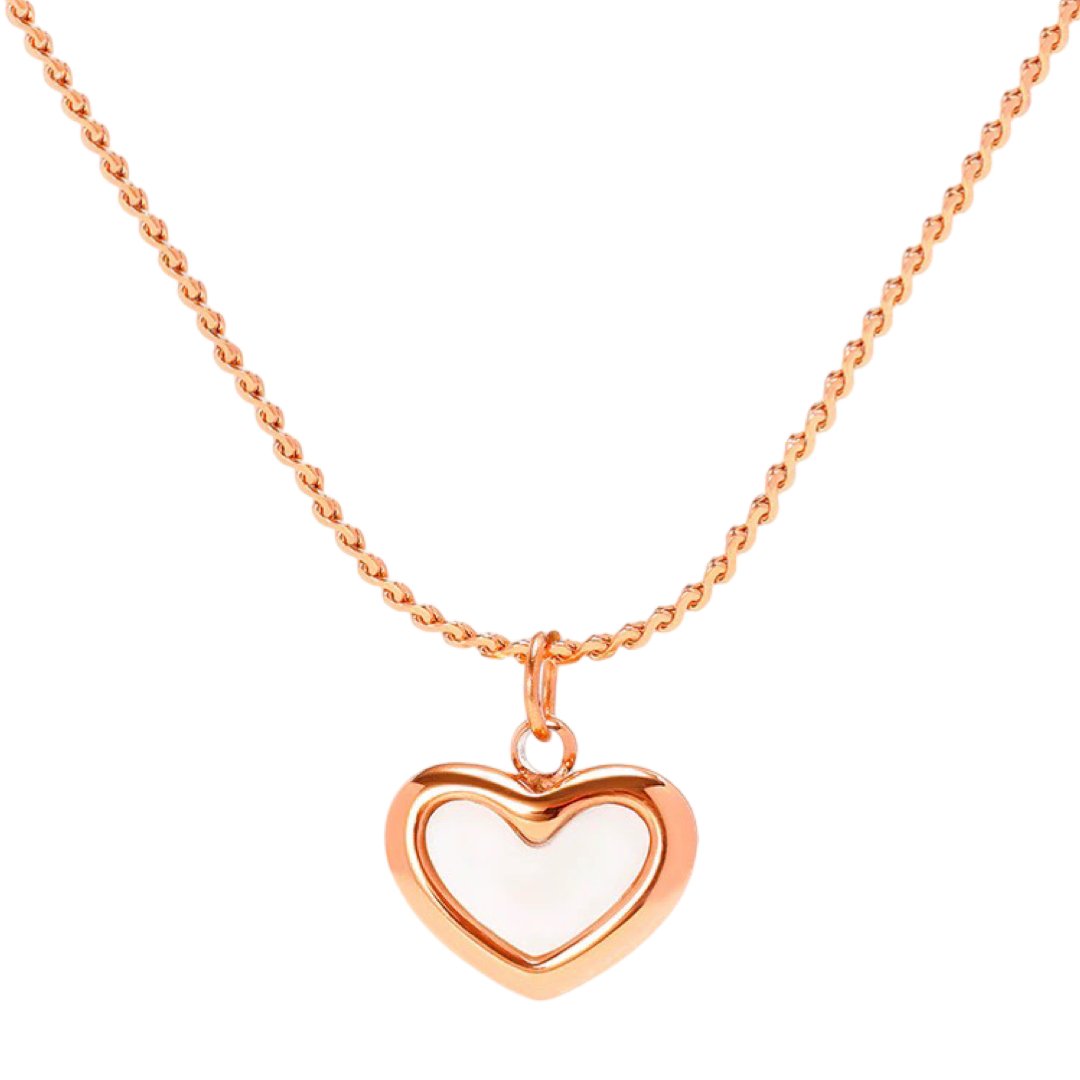 STAINLESS STEEL WHITE HEART PENDANT NECKLACE - Carol & Co Jewelry
