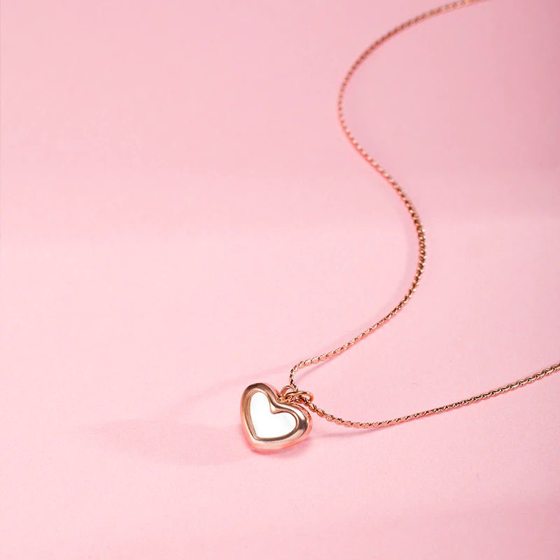 STAINLESS STEEL WHITE HEART PENDANT NECKLACE - Carol & Co Jewelry