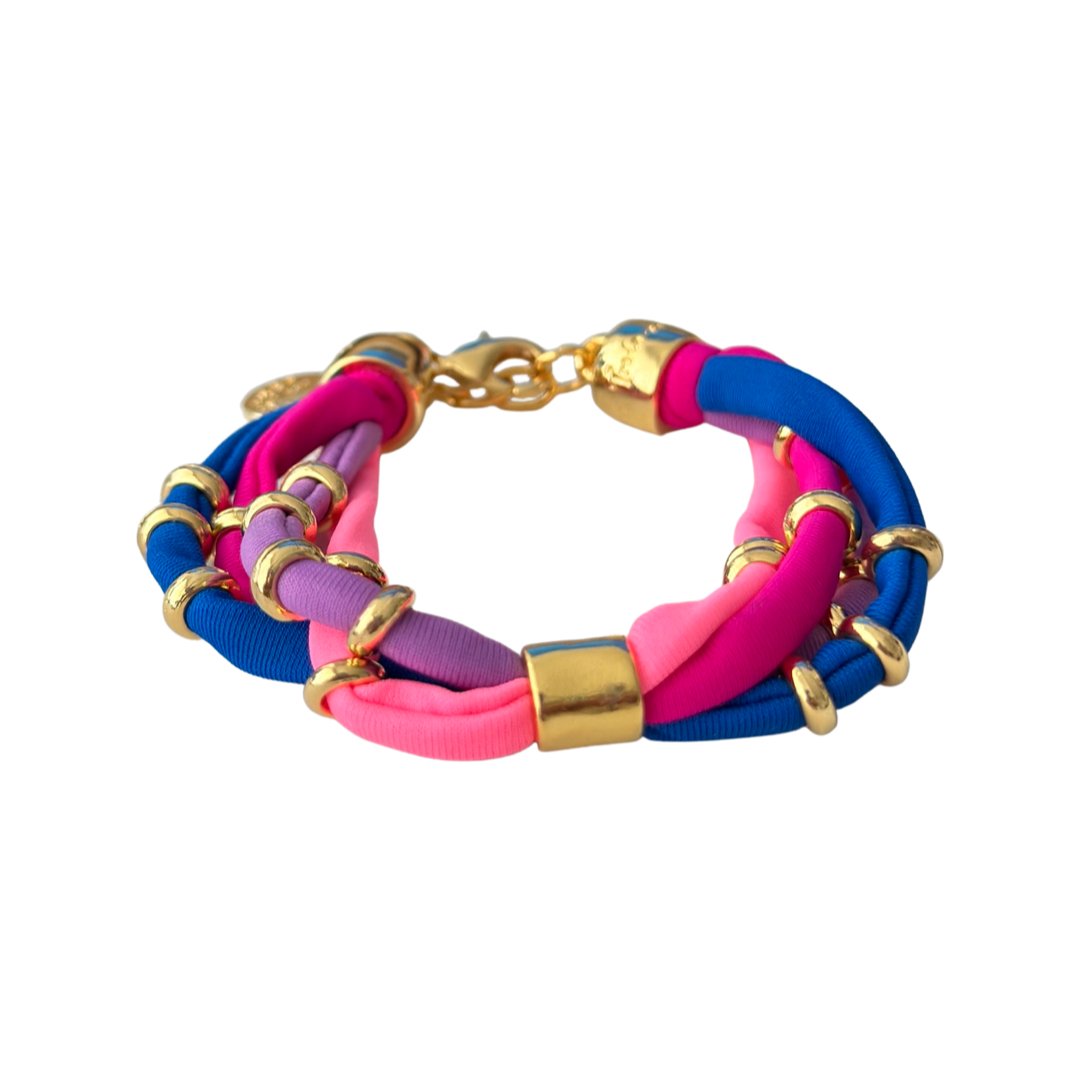 TRA-LA-RA COLORS THREE-LAYERED GOLD BRACELET - Carol & Co Jewelry