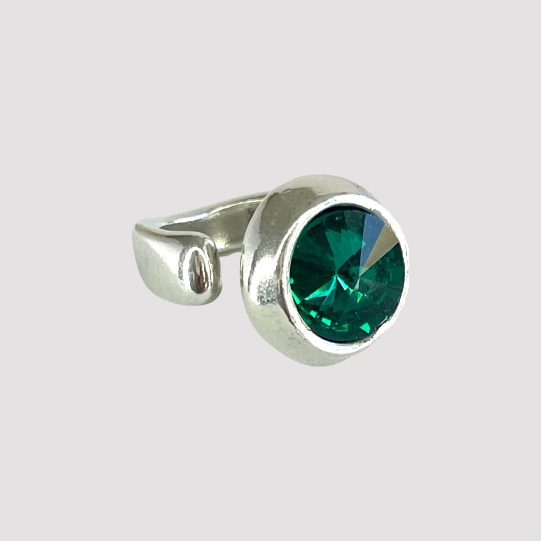 TRA-LA-RA DESTELLOS GREEN CRYSTAL ADJUSTABLE RING - Carol & Co Jewelry