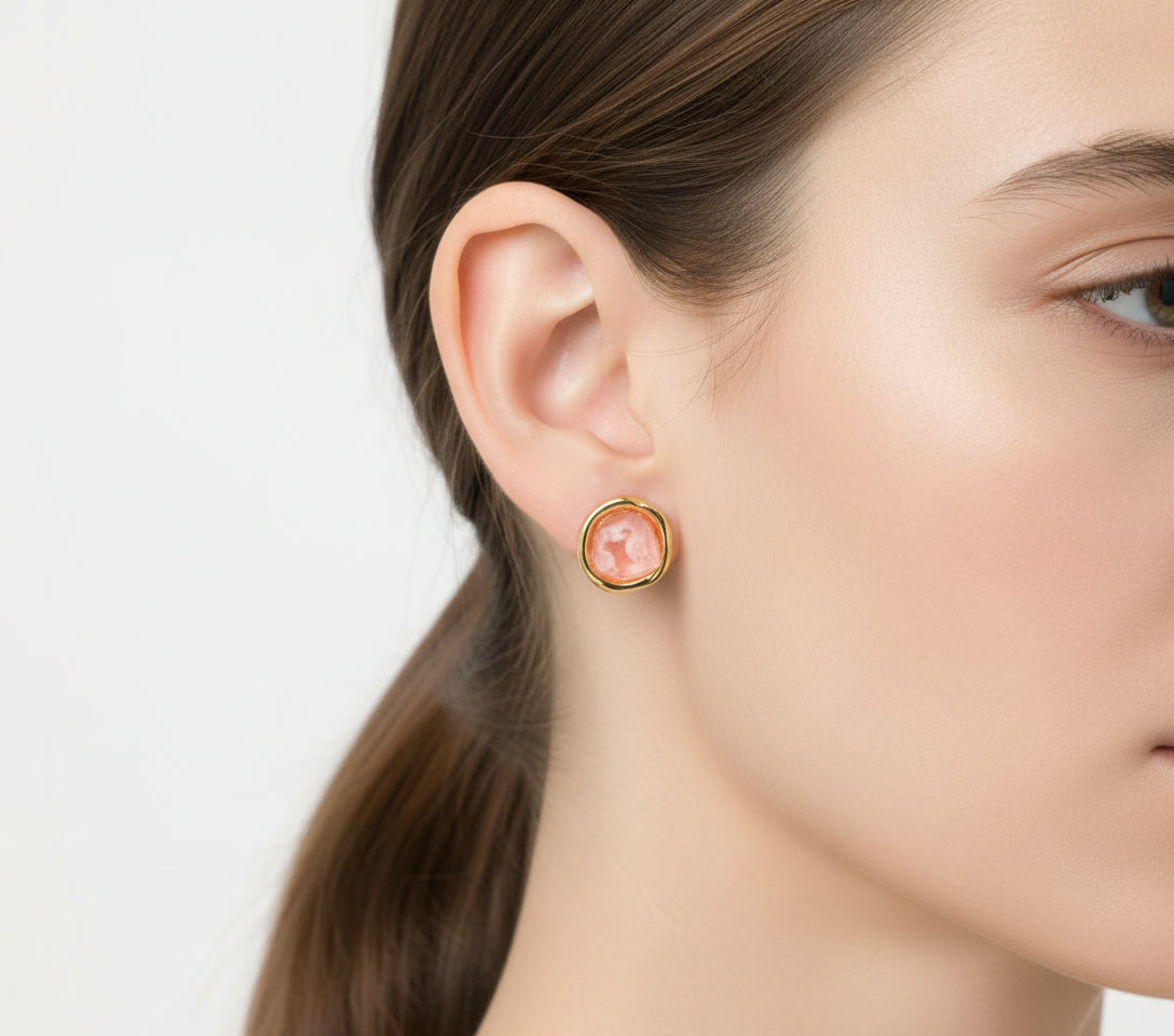 TRA-LA-RA FLOR SINGLE PINK STONE STUD EARRING - Carol & Co Jewelry